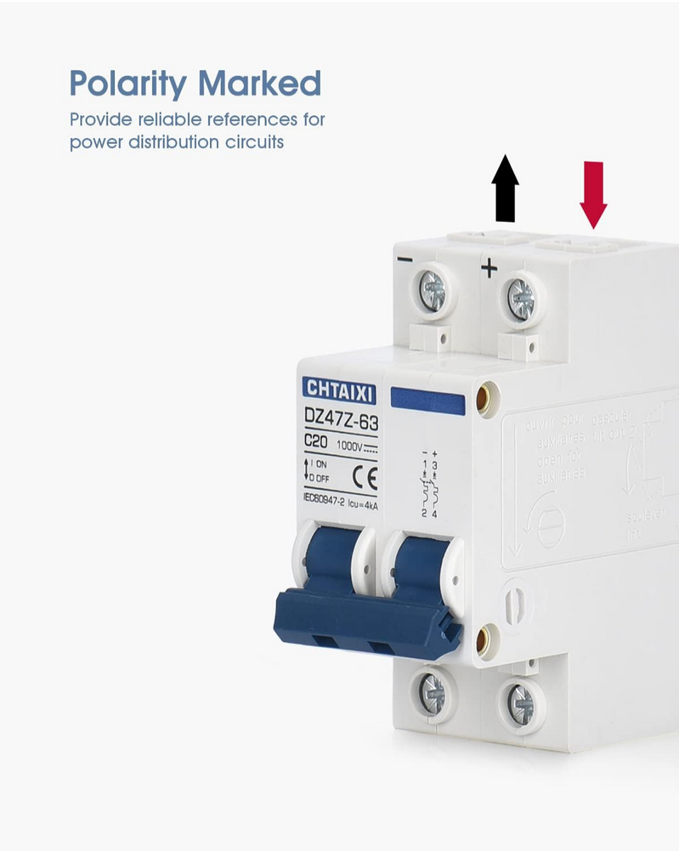 DC Miniature Circuit Breaker 80 Amp 1 Pole - 250V Solar PV Disconnect Switch DIN Rail Mount
