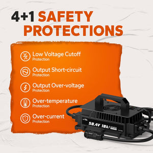 LiTime 58.4V 18A Lithium Battery Charger for 48V (51.2V) LiFePO4 Battery,IP65 Waterproof,AC-DC Smart Charger for Golf cart, Electric Outboard, Boat and Home