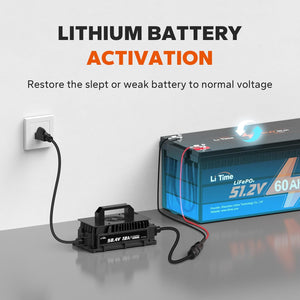 LiTime 58.4V 18A Lithium Battery Charger for 48V (51.2V) LiFePO4 Battery,IP65 Waterproof,AC-DC Smart Charger for Golf cart, Electric Outboard, Boat and Home