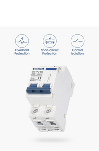 DC Miniature Circuit Breaker, 2 Pole 1000V 20 Amp Isolator for Solar PV System, Thermal Magnetic Trip, DIN Rail Mount, Chtaixi DC Disconnect Switch C20