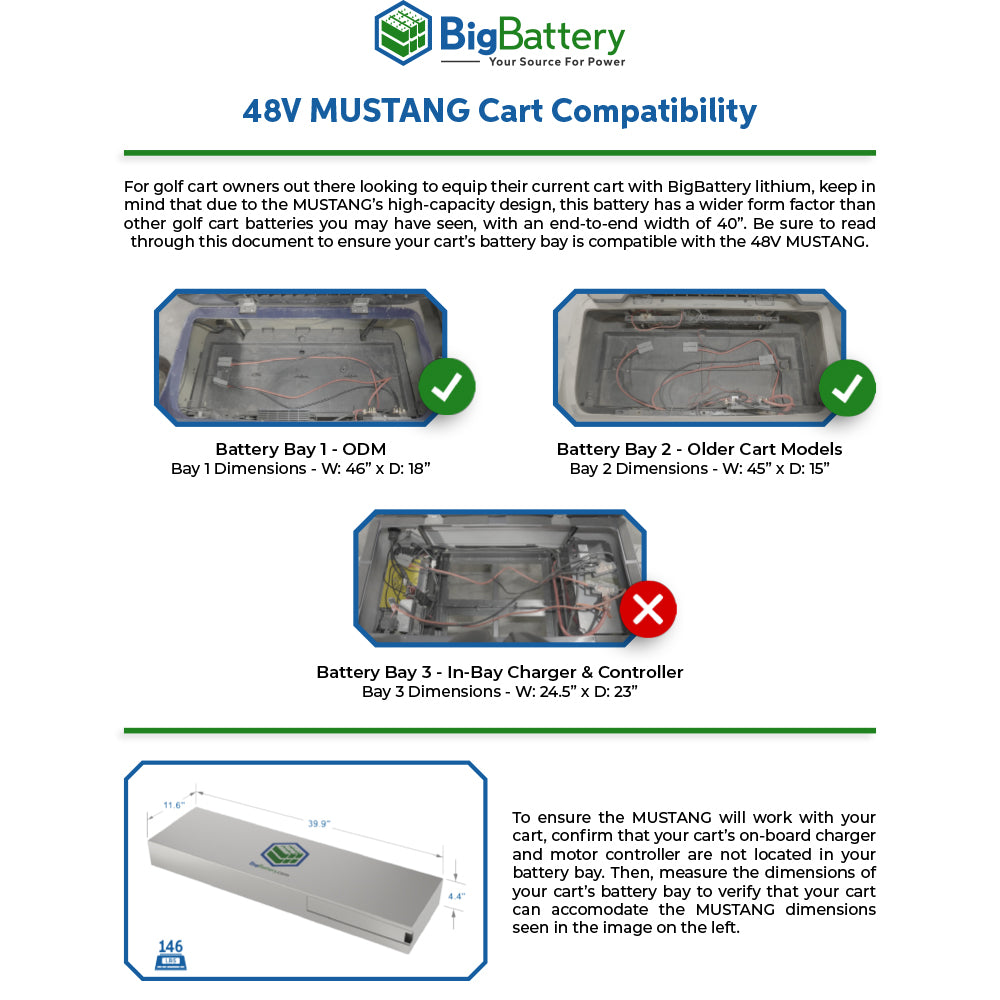 BigBattery | 48V MUSTANG | LiFePO4 Battery 139Ah 7kWh | High-Capacity & Long-Range Golf Cart Battery