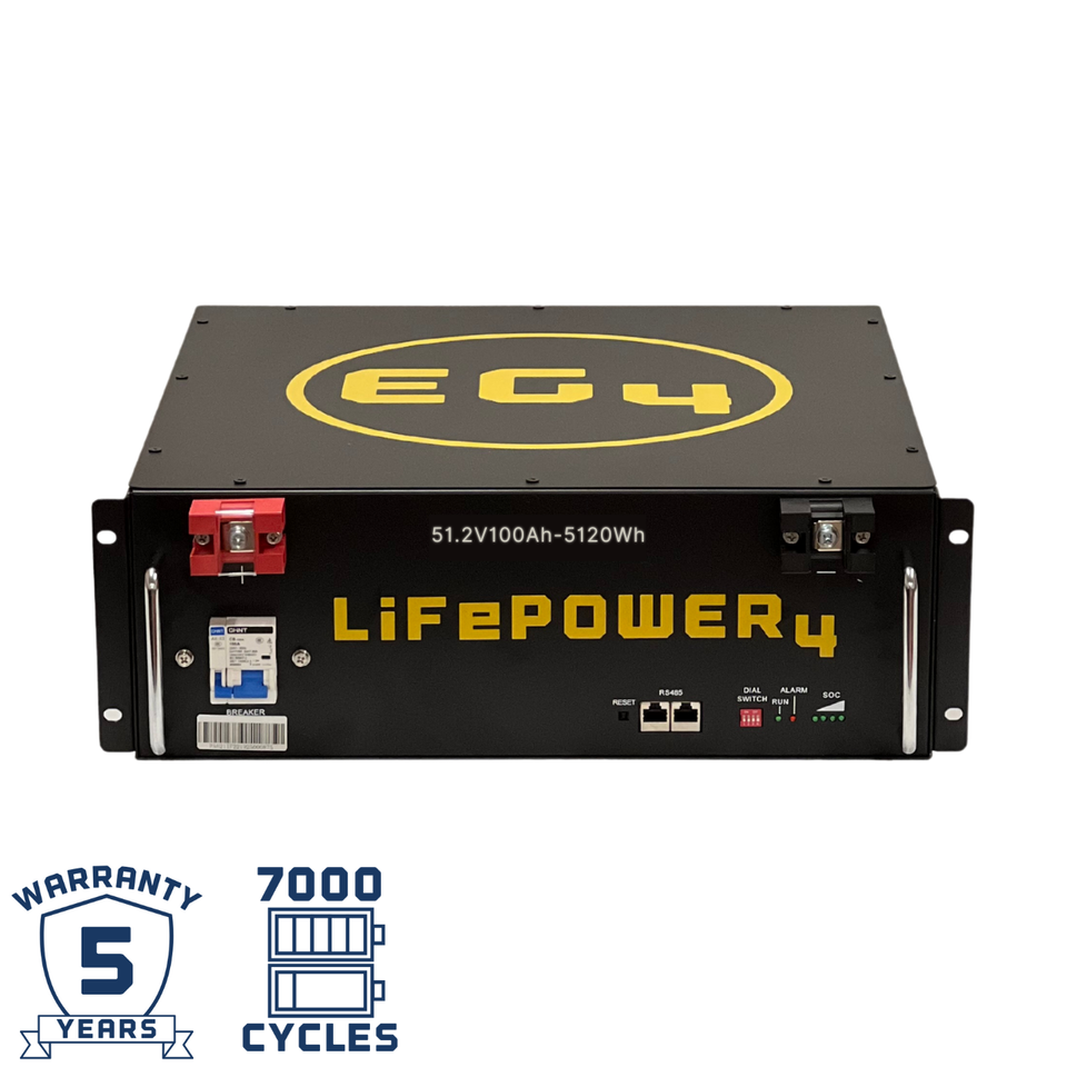 EG4 - LiFePower -48V | Server Rack/Rack Mount Lithium Battery 51.2V (48V) 5.12kW with 200A internal BMS