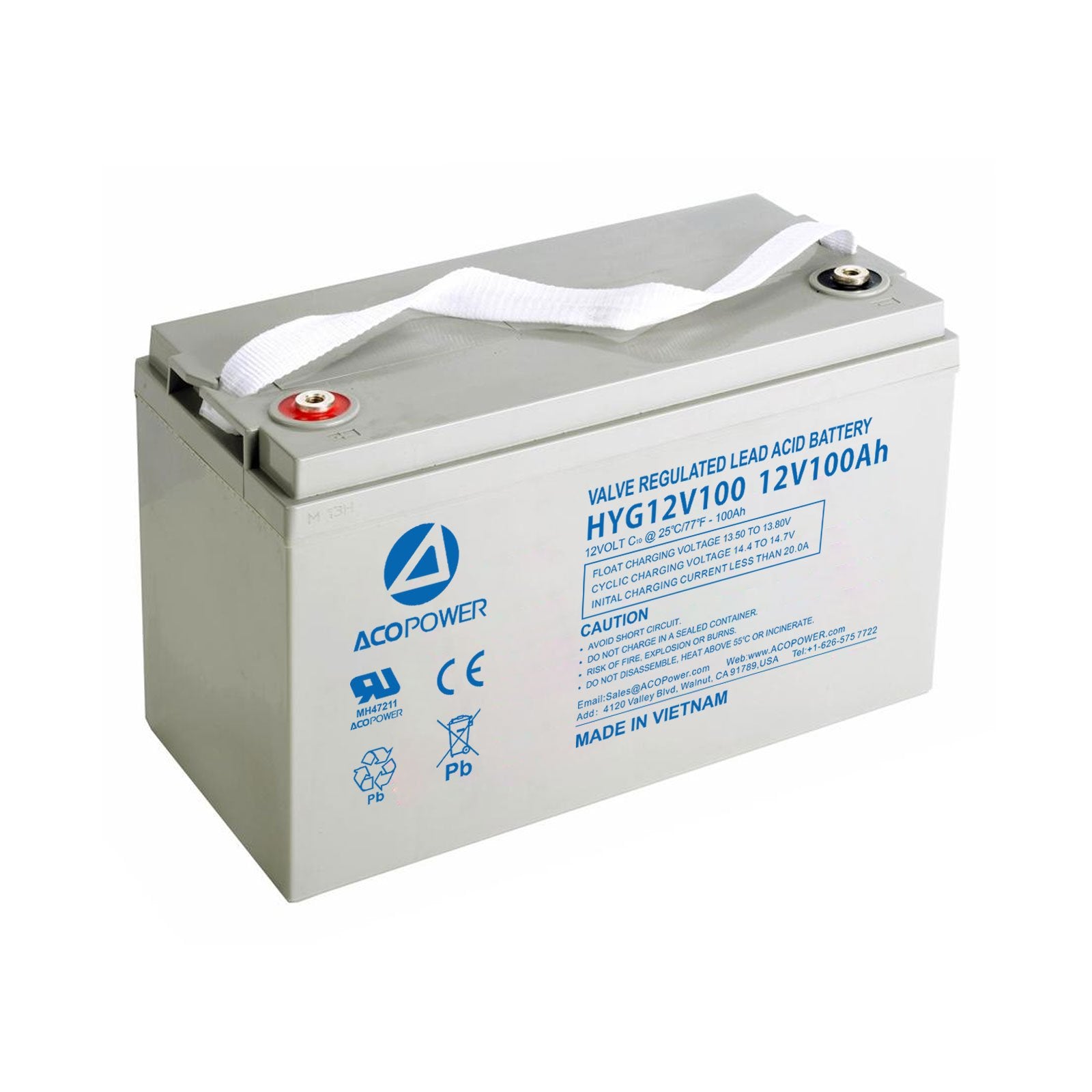 12-100Ah Rechargeable Deep Cycle Gel 12V 100 Ah Battery with Button Style Terminals