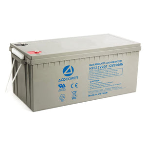 12-200Ah Rechargeable Deep Cycle AGM 12V 200 Ah Battery with Button Style Terminals