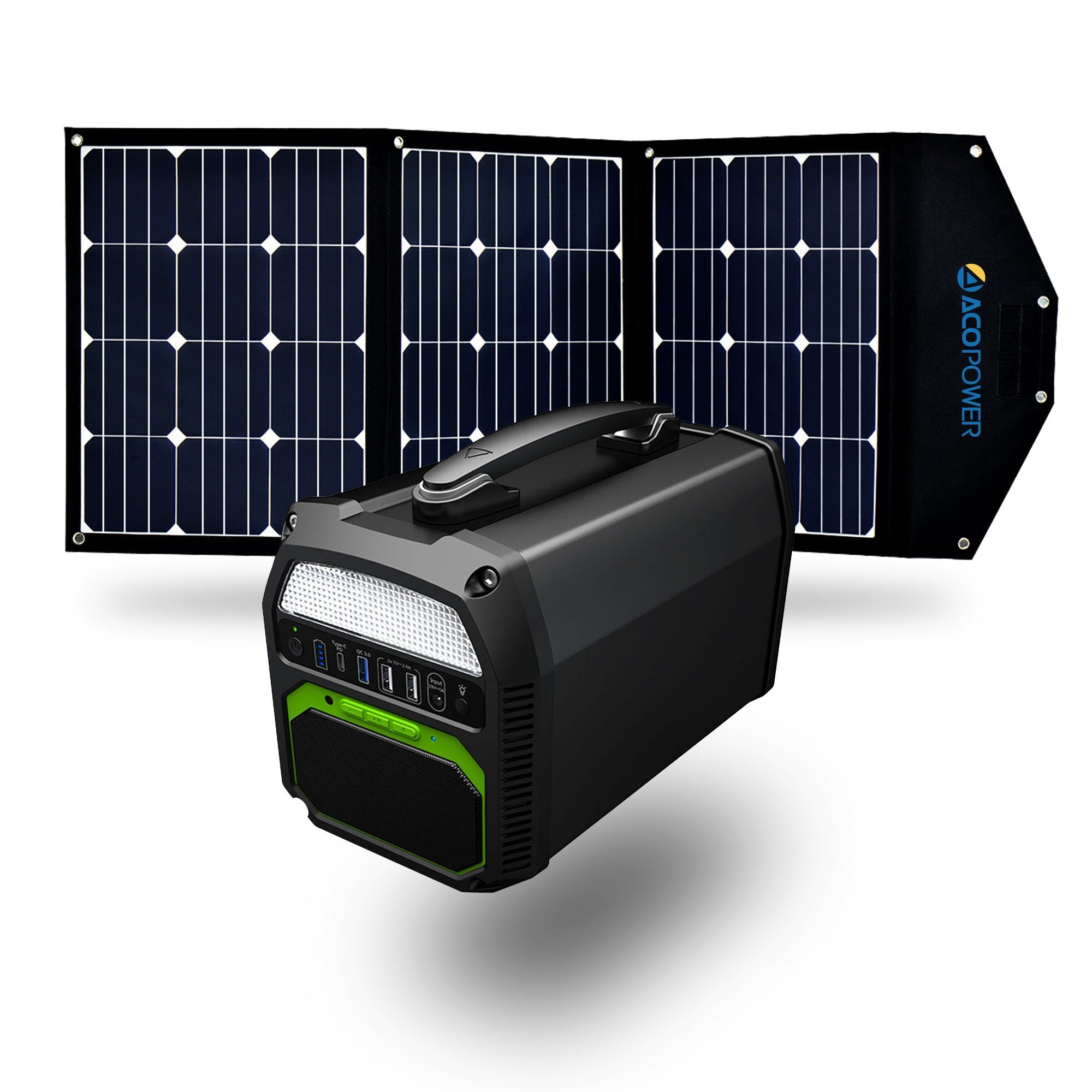 ACOPOWER 500W Generator and 120W Portable Solar Panel