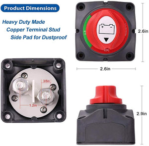 Battery Switch, 12V 24V 48V Battery Disconnect Master Cutoff Switch for Marine Boat RV ATV UTV Vehicles, Waterproof Heavy Duty Battery Isolator Switch (On/Off)