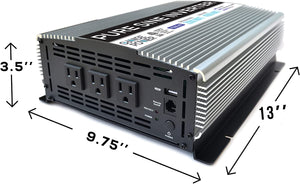 GoWISE Power | 2000W Pure Sine Wave Power Inverter 12V DC to 120V AC with 3 AC Outlets + 1 5V USB Port, Remote Switch and 2 Battery Cables (4000W Peak) PS1003,