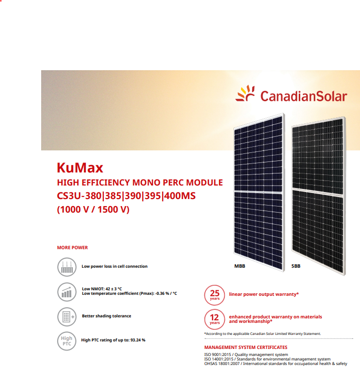 385 Watt, 48VOC All Black Monocrystalline Solar Panel