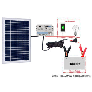 ACOPOWER 25W 12V Solar Charger Kit, 5A Charge Controller with Alligator Clips