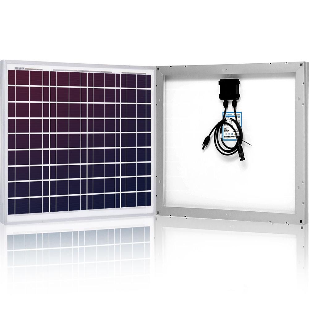 ACOPOWER 50W 12V Solar Charger Kit, 5A Charge Controller with Alligator Clips