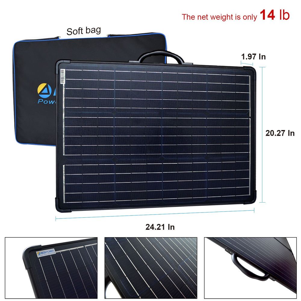 ACOPOWER PLK 120W Portable Solar Panel Kit Lightweight Briefcase