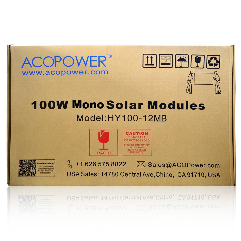 100 WATT, 12 VOLT MONOCRYSTALLINE (BLACK) SOLAR PANEL (DC)