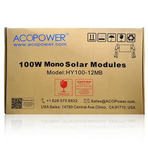 100 WATT, 12 VOLT MONOCRYSTALLINE (BLACK) SOLAR PANEL by ACOPower