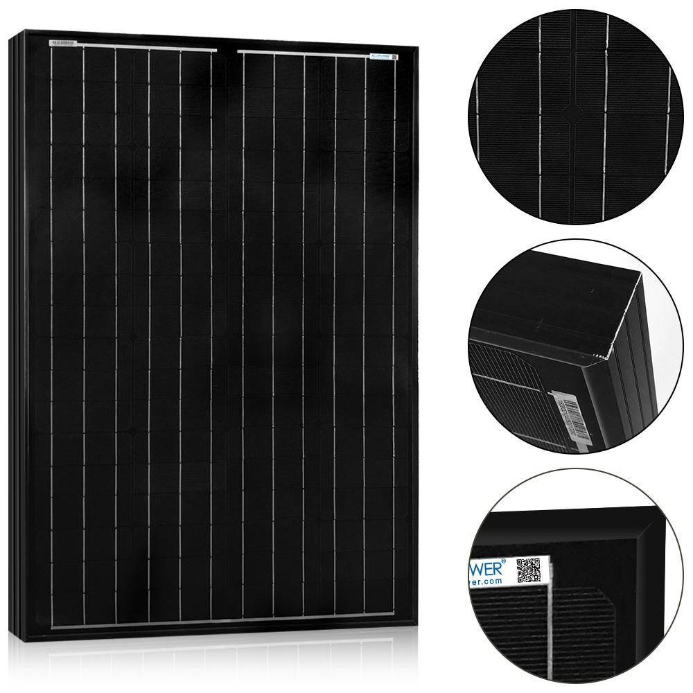 100 WATT, 12 VOLT MONOCRYSTALLINE (BLACK) SOLAR PANEL (DC)