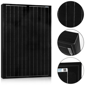100 WATT, 12 VOLT MONOCRYSTALLINE (BLACK) SOLAR PANEL (DC)