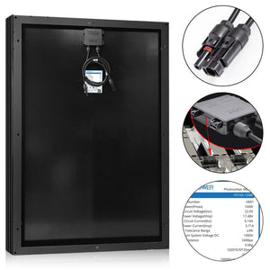 100 WATT, 12 VOLT MONOCRYSTALLINE (BLACK) SOLAR PANEL (DC)