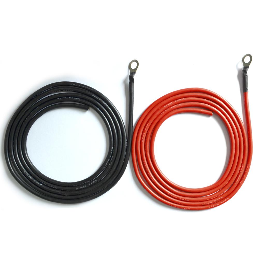 8AWG 8ft Battery/Inverter Cable;  Rings - Bare Wire Cable by AcoPower