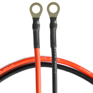 8AWG 8ft Battery/Inverter Cable;  Rings - Bare Wire Cable by AcoPower