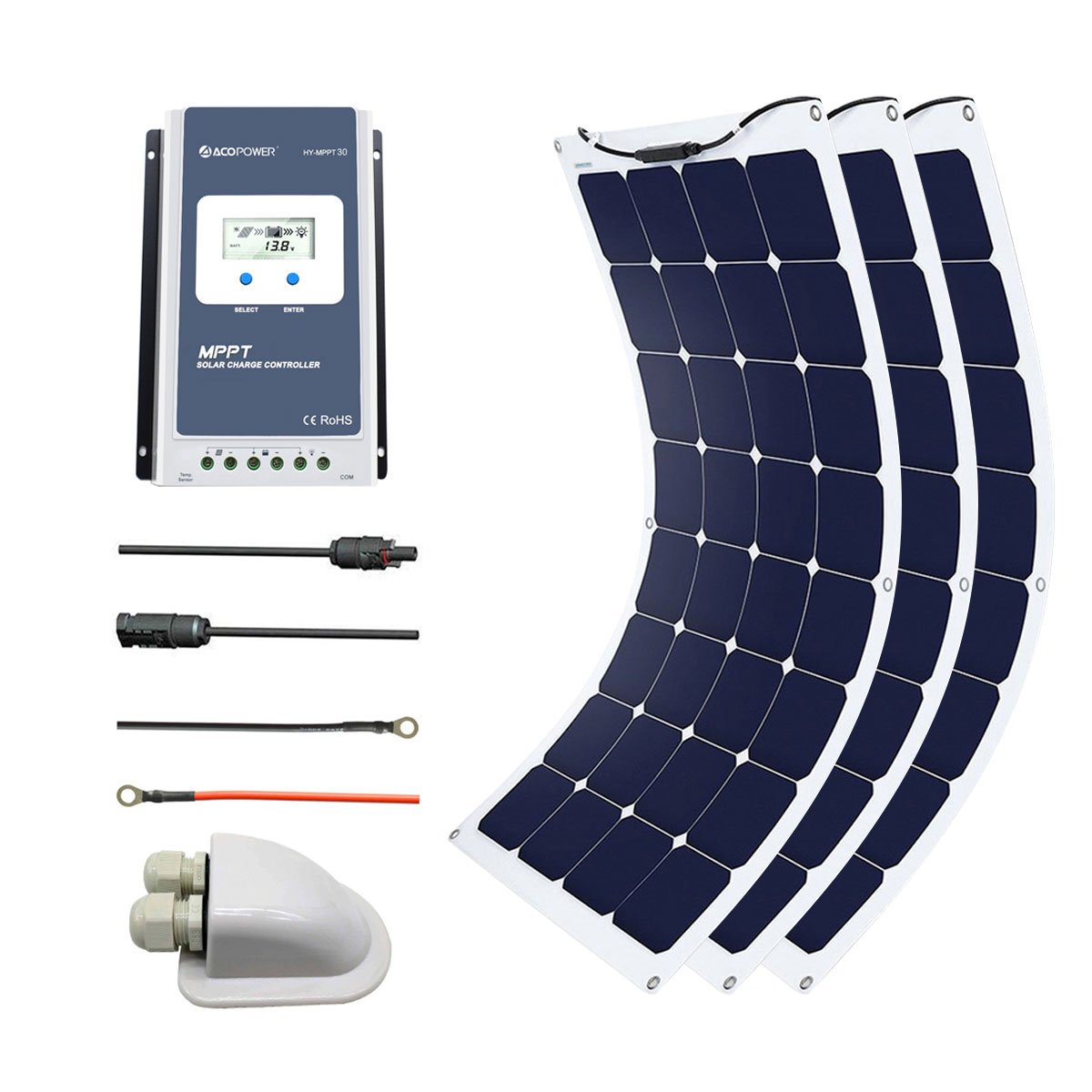 ACOPOWER 330Watts Flexible Solar RV Kit , 30A MPPT Charge Controller